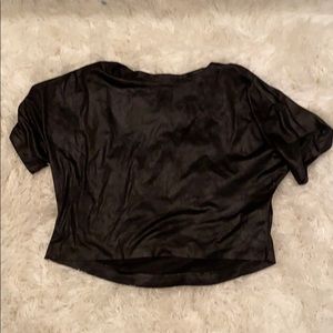 Cropped black pleather top